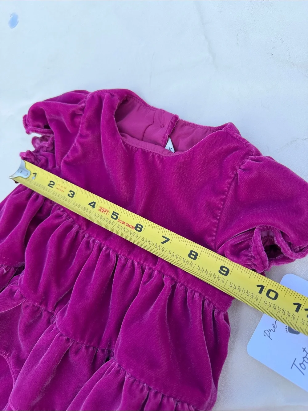 Janie and Jack Velvet Ruffle Dress with Matching Bloomers - Magenta Sz 6-12m